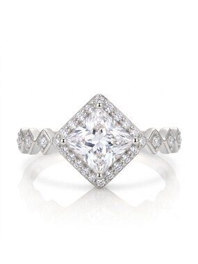 Vintage Princess Cut CZ Ring, 925 Sterling Silver